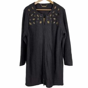 Soft Surroundings Grey Wool Long Coat Lined Full Length Gray Jacket Size Large